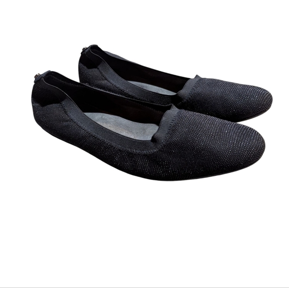 Stuart Weitzman Squeeze Goosebump Stretch Ballet Flat 10 Black Nappa Old Money - Picture 4 of 9
